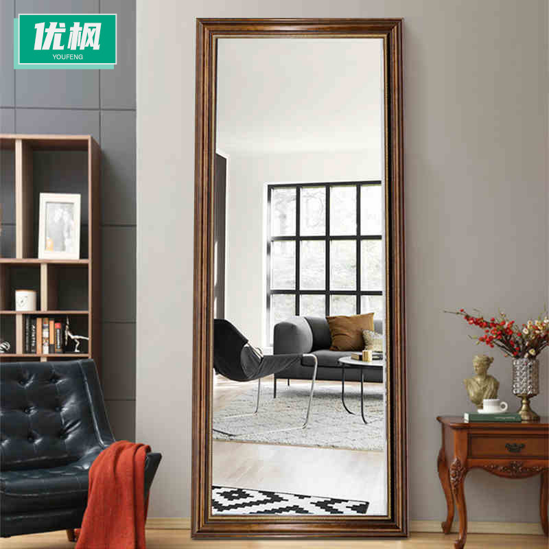 American full-body mirror wall-mounted full-body mirror floor mirror European-style retro clothing store large mirror stickup wall