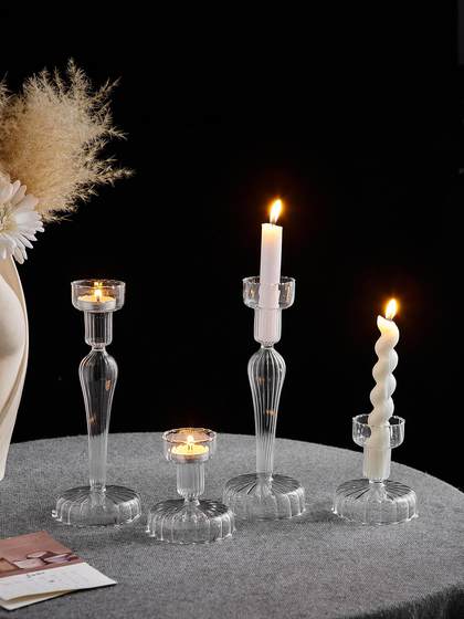 现代简约风玻璃香薰蜡烛烛台轻奢高级感装饰品氛围感摆件餐厅浪漫