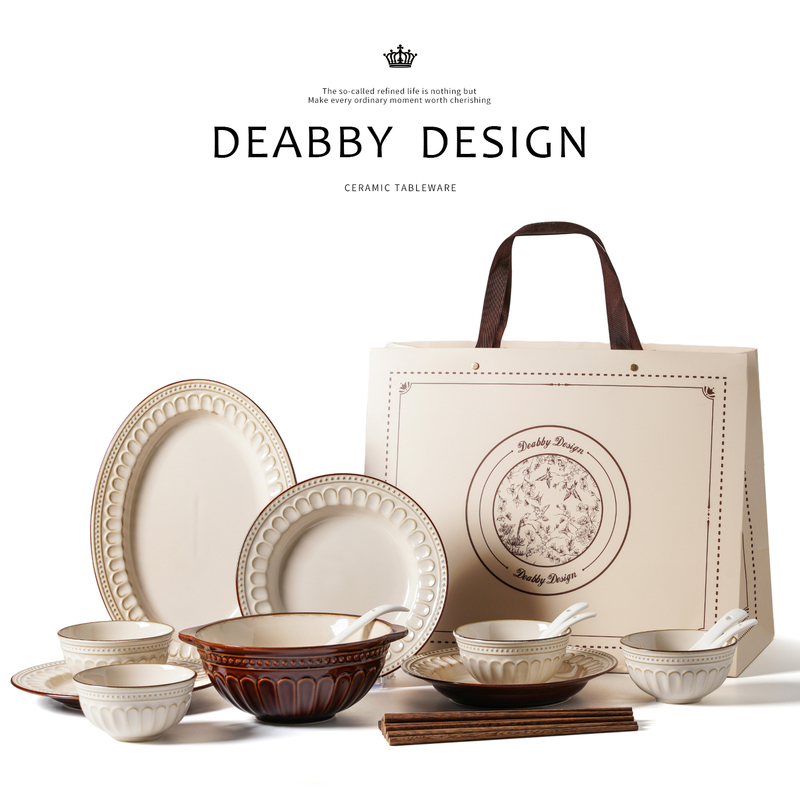 Deabby/Roman Song French-Style Tableware Set Bowls and Plates Ceramic Housewarming New Home Moving Wedding Gift