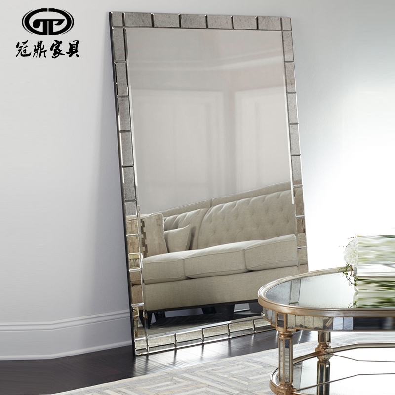 Day-style full-body mirror small family leaning against wall-floor mirror explosion-proof home solid wall hanging mirror subnet Red European-style bathroom mirror