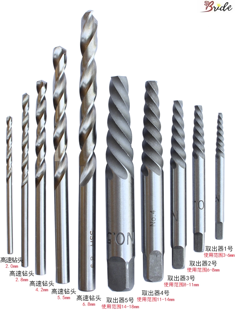Drill high-strength screw broken wire remover repair head to take off the sliding tooth screw special tool to remove the sliding wire to take the wire