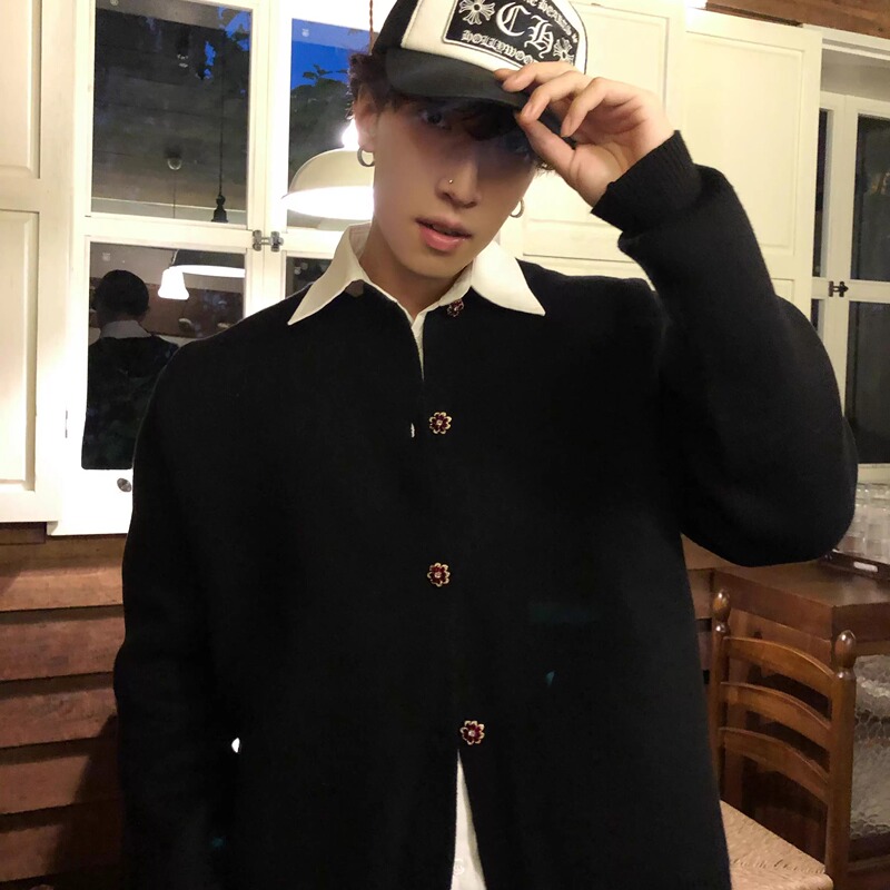 Korean Cleanfit Gray Series Miu Series Blended Knit Cardigan Sweater Jacket Unisex
