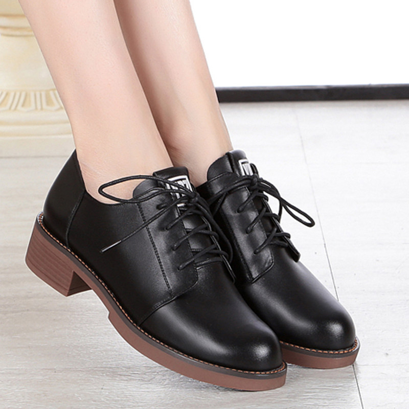 Small leather shoes women's British style 2022 spring and autumn single shoes Korean version all-match leather soft bottom low heel super soft flat women's shoes