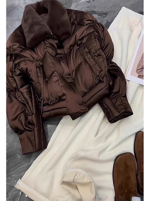 Coffee-Colored down Jacket, Spring 2026 New Model, This Year's Popular Hot Item, Super Nice-Looking, Thickened and Warm Coat for Petite Women