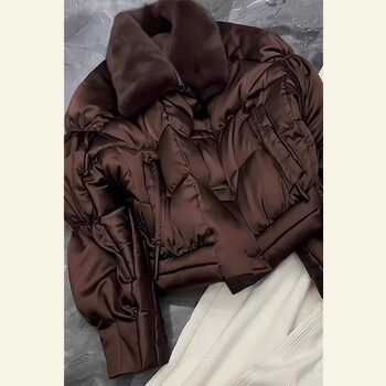 Coffee-Colored down Jacket, Spring 2026 New Model, This Year's Popular Hot Item, Super Nice-Looking, Thickened and Warm Coat for Petite Women