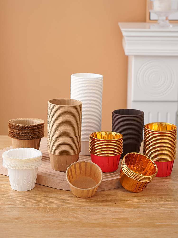 Baking mug golden silver midsize curly turned edge folding cake cupcake paper cup resistant to high temperature resistant cup 50 only-Taobao