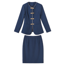 Chinese style pan buckle Chinese restaurant tea house hot pot restaurant catering waiter work clothes female autumn and winter long-sleeved hotel manager