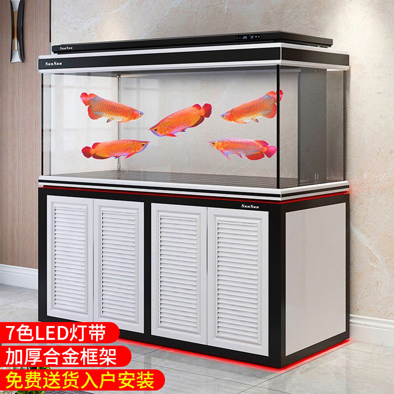 2021 New Sensen Super White Fish Tank Living Room Large Ecological Aquarium 1 5 3 m Office Red Dragon Vat Hwg