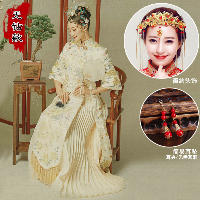 mới của Trung Quốc áo cưới con công Xiu Yu chiếc váy cô dâu của thêu kimono mùa xuân và mùa hè rồng và phượng đám cưới ăn mặc ra khỏi chiếc váy tủ