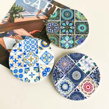 Cross-Border 7.5×7.5 Resin Nine-Grid Round Refrigerator Magnet with D Hot Stamping Technology, Suitable for Home Use and Gift-Giving