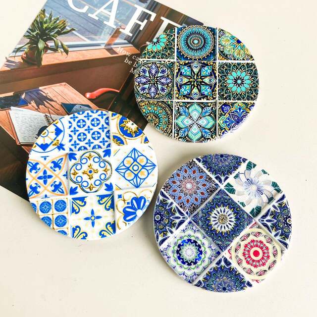 Cross-Border 7.5×7.5 Resin Nine-Grid Round Refrigerator Magnet with D Hot Stamping Technology, Suitable for Home Use and Gift-Giving