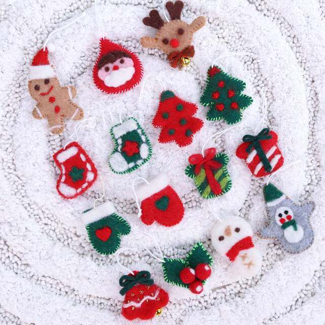 Foreign Trade Christmas Decorations, Christmas Tree, Snowman, Socks, Wool Felt Cartoon Ornaments, Christmas Accessories, Hanging Ornaments