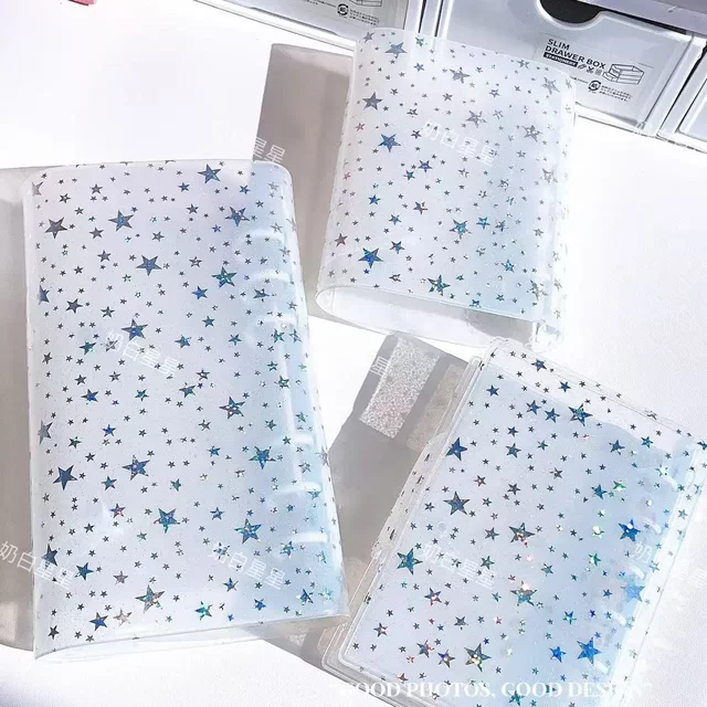 Milky White Star M5 Loose-Leaf Notebook A7 Planner A6 Half Card Life Four-Grid Storage