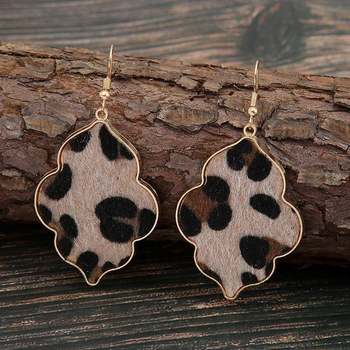 Independent Website Cross-Border Jewelry Vintage Baroque Style Leopard Print Earrings Creative Alloy Velvet-Stitched Earrings
