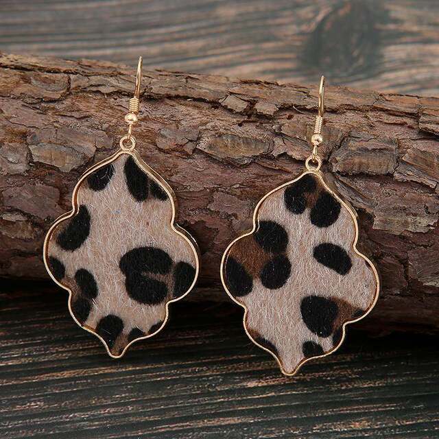 Independent Website Cross-Border Jewelry Vintage Baroque Style Leopard Print Earrings Creative Alloy Velvet-Stitched Earrings