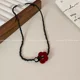 Chinese restaurant Jiang Yan's same style red velvet flower beaded necklace women's niche exquisite high-looking versatile clavicle chain