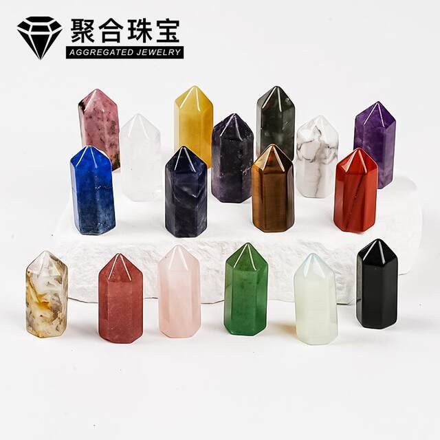 Cross-Border Best-Selling Natural Crystal Hexagonal Single-Pointed Pillar from the East China Sea, Polished Raw Stone, Various Materials, Crystal Pillar Decorative Ornaments