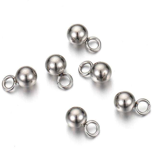 40 Stainless Steel Hanging Balls, Solid Ball Pendants, Gold Round Beads, Cross-Border Bracelet Accessories, Spacer Beads