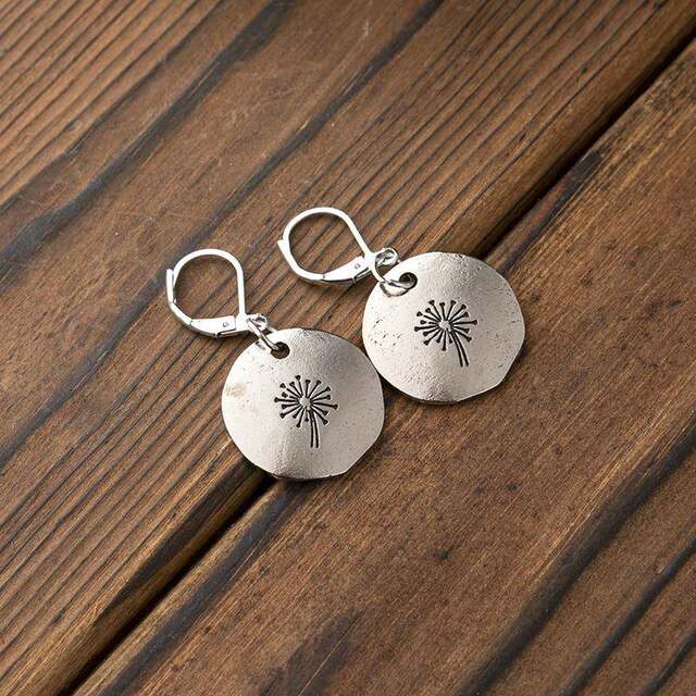 Cross-Border New Style Simple Retro Dandelion Earrings for Women, Personalized Fashion Earrings Wish