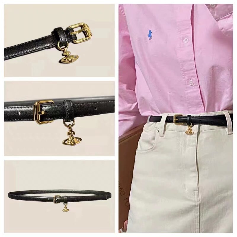 European and American Vivienne Narrow Belt with Saturn Pendant, Soft and Versatile, Suitable for Dresses and Jeans, Unisex Trendy Belt