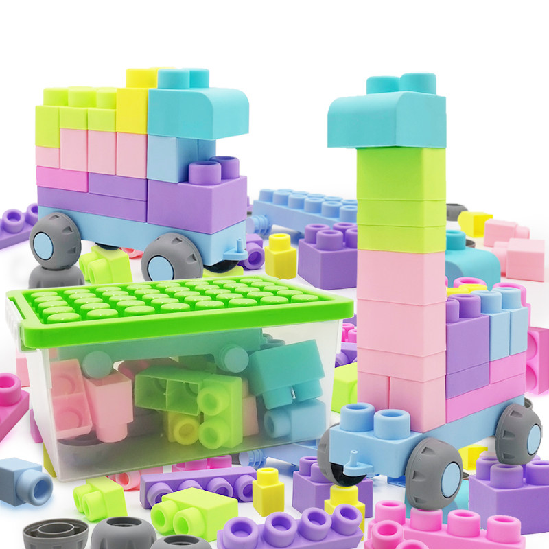 Goodenware building block male girl child Puzzle Silicone building soft glue can nibble with baby assembled toy Baby 1 year 2