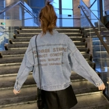 Джинсовая осенняя короткая куртка, коллекция 2021, подходит для подростков, свободный крой, в корейском стиле, с вышивкой