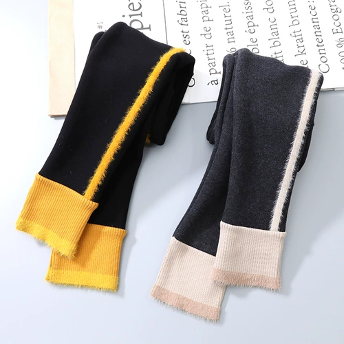 Флисовые бархатные демисезонные леггинсы, детские удерживающие тепло штаны, детская одежда, увеличенная толщина, высокая талия