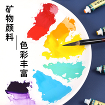 Green bamboo Chinese painting pigment set single traditional Chinese painting 12 colors 18 color 24 beginner ink painting material formaldehyde-free tool set safety mine pigment adult introductory Chinese painting