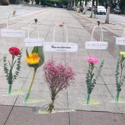 opp net red transparent bouquet bag flower packaging bag ins transparent flower bag waterproof diy small bouquet bag