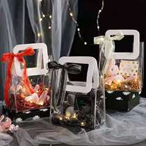 Jelly film flower bouquet tote bag floral packaging bag transparent thickened fashion dynamic
