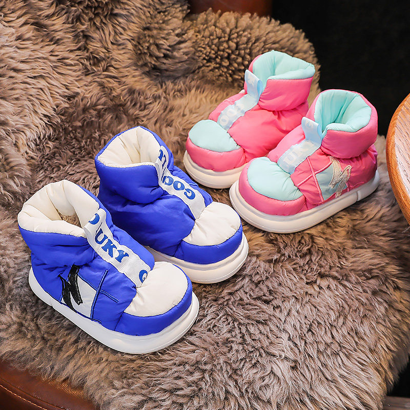 Children's cotton shoes boys winter baby two cotton shoes plus velvet thickened girl's outerwear to keep warm boy's mid-tube plus cotton shoes