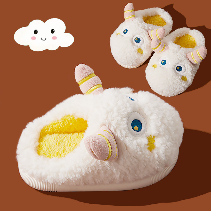 Girls slippers autumn and winter girls fur fur home cute fur slippers baby cotton slippers outerwear warm children's cotton slippers