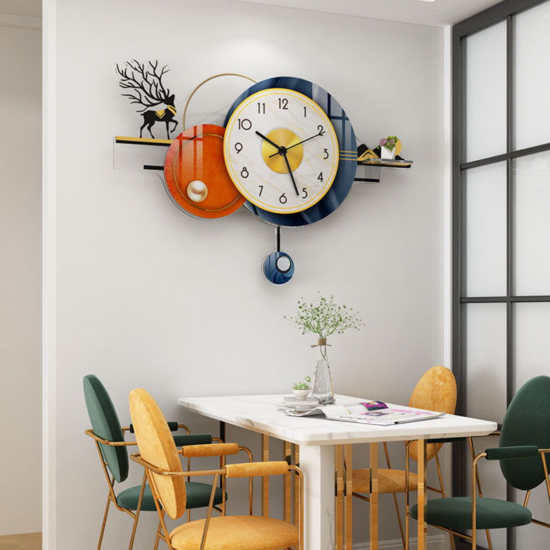 Modern minimalist atmosphere clock wall clock decoration dining room light luxury wall hanging living room home fashion creative net red clock