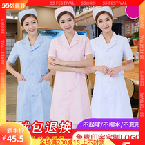 Nurse serving womens summer short sleeve medical staff medical white large coat and summer clothing plus fertilizer for overweight and beauty workwear