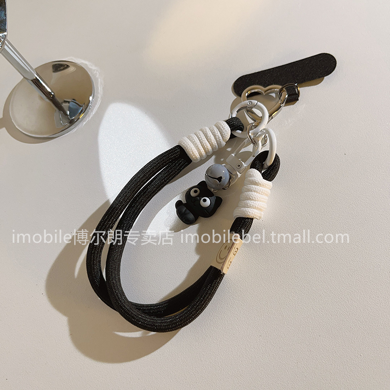 Trendy ins Dirt-Resistant Black Phone Case with Lanyard Wrist Strap, Durable and Sturdy, Outdoor Phone Chain, Nylon Rope, Student Girl Backpack Decoration, Hand Strap, Cartoon Black Cat, Gray Bell, Car Key Holder Trendy ins Dirt-Resistant Black Phone Case with Lanyard Wrist Strap, Durable and Sturdy, Outdoor Phone Chain, Nylon Rope, Student Girl Backpack Decoration, Hand Strap, Cartoon Black Cat, Gray Bell, Car Key Holder