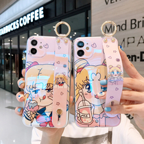 ins cute cartoon beautiful girl suitable for Apple 8plus mobile phone case XS XR blue wristband soft shell iPhone11 girl heart se2 anti fall 11promax trend
