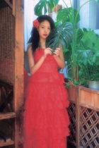 Qinghe new wedding dating daily hovintge red bandeau antique wedding dress retro album style