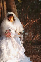 vintage antique wedding dress Antique wooden ear bubble sleeve Hong Kong style self-made recommendation 2019 long sleeve winter