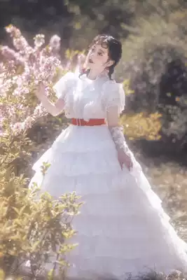 Qinghe hovintage Gone with the wind Scarlett with the same princess wedding dress bubble sleeve lace super fairy summer