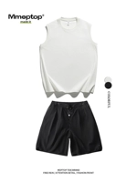 Абрикосовые черные штаны, майка топ, комплект