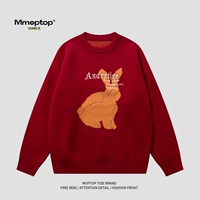 Зимний красный трикотажный свитер для влюбленных для отдыха, мужской оберег на день рождения, год кролика, простой и элегантный дизайн, свободный крой