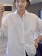White shirt women's 2026 spring new design niche irregular shirt large size loose mid-length top