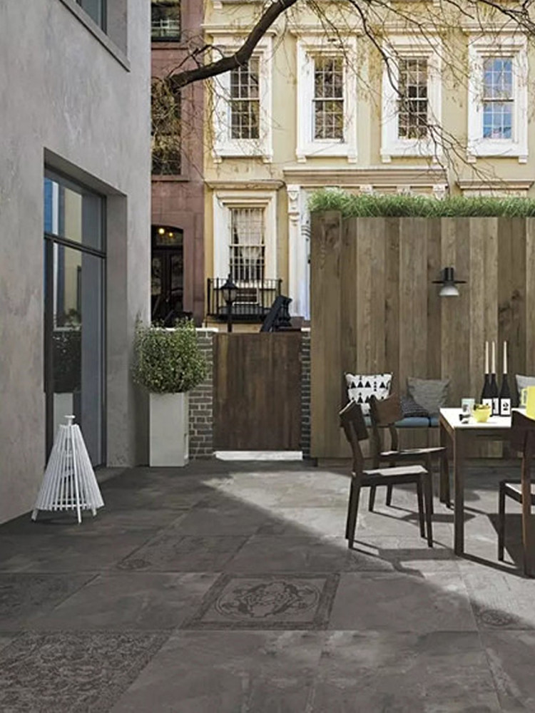 Imitation ancient brick cement brick and floor tiles 600 Chinese style retro dining room floor Villa Yard China Wind Brick Grey Tiles