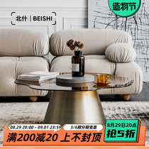 Nordic Ins Glass Tea Table Light Lavish Metal Retro Sofa Edge A Few Home Creative Personality Tempered Round Tea Table