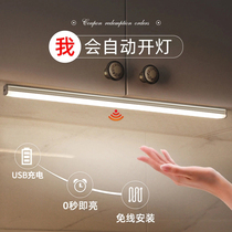 Body induction lamp with home Wireless gangway stairs Wardrobe Wine Cabinet Bottom Led Light Strips Kitchen Lights free of punch
