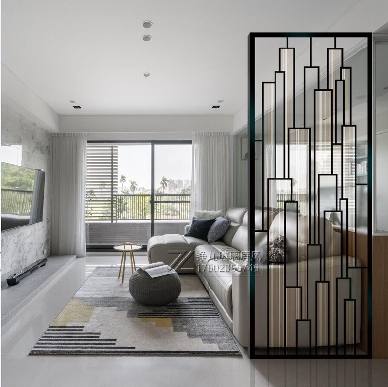 Customized light luxury art stained glass entry porch entry door screen living room compartment blocks modern minimalist light transmission