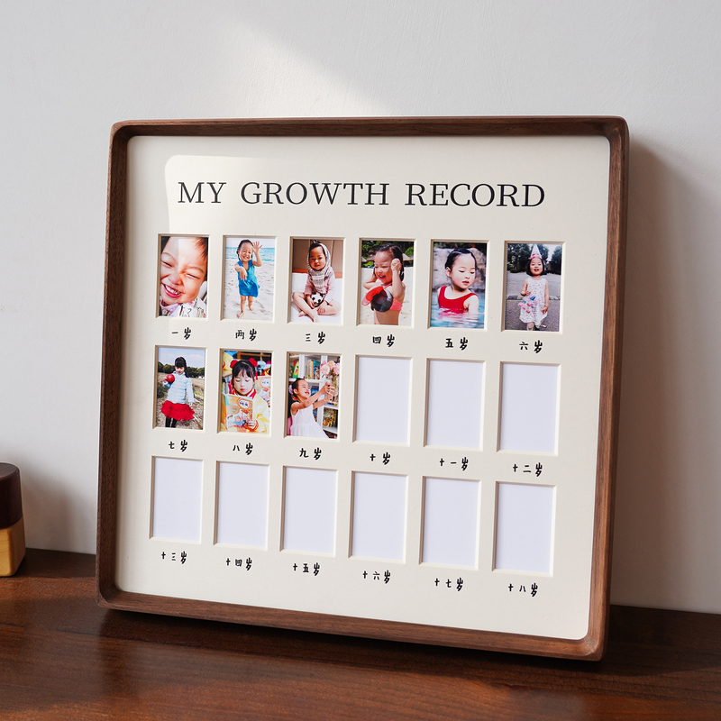 Children's Growth Record Photo Frame Table 1.0inch 2inch Id Photo Campus 18-Year-Old High School Solid Wood Wall-Mounted Birthday Gift