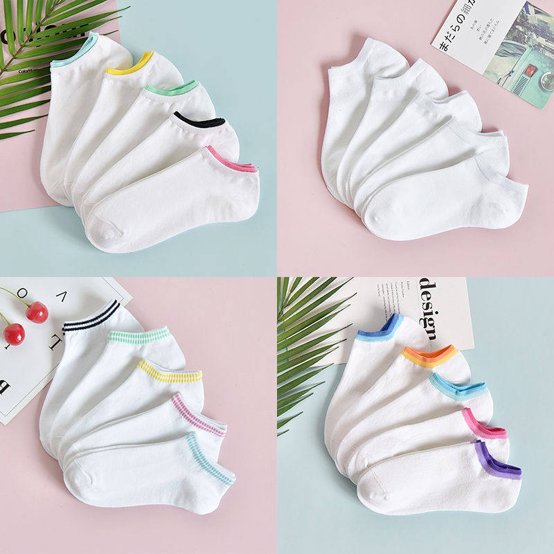 5 10 pairs of socks women's invisible socks pure cotton Korean version student socks Japanese all-match pure white spring and summer shallow socks