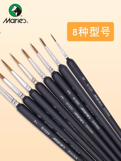 Marley Brand Wolf Hair Fine Line Pens, Oil Painting Watercolor Brushes, Gouache Acrylic Hand-Painted Extra Fine Detail Outlining Pen Set, Fine Line Drawing Pen for Traditional Chinese Painting, Soft Bristle Art Student Use