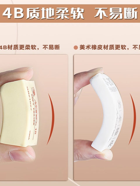 Marley Brand 4B Eraser for First-Grade Elementary School Students, Special Plasticine Eraser for Sketching Highlights, Art, Ultra-Clean Eraser, No Debris, No Marks, Professional Drawing and Painting 6B8B Soft Eraser, Lines Become Smooth, Matte Finish